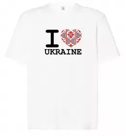 Футболка Оверсайз I love Ukraine (вишиванка) Белый фото