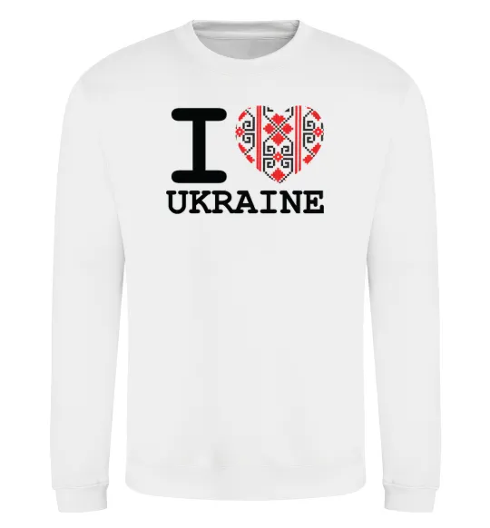 Світшот I love Ukraine (вишиванка) Білий фото