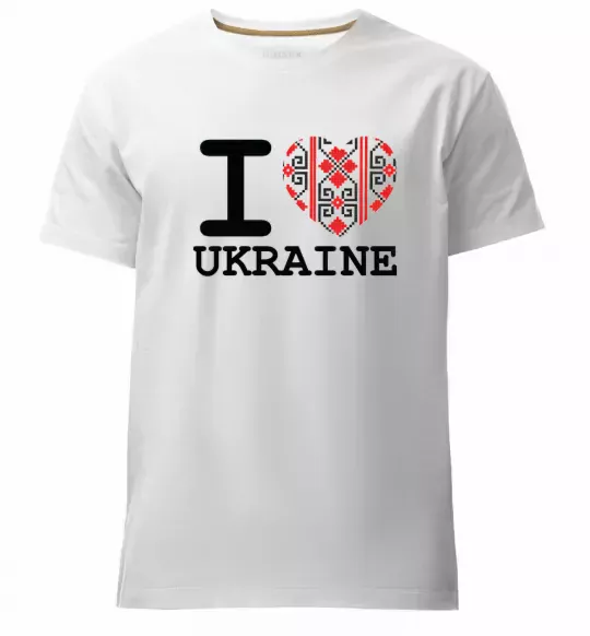 Чоловіча преміум футболка I love Ukraine (вишиванка) Білий фото