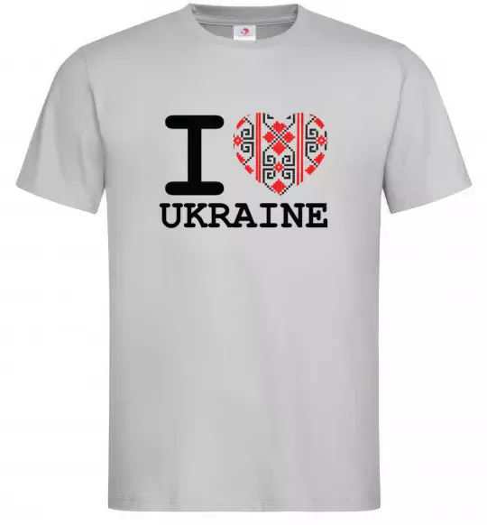 Чоловіча футболка I love Ukraine (вишиванка) Сірий фото