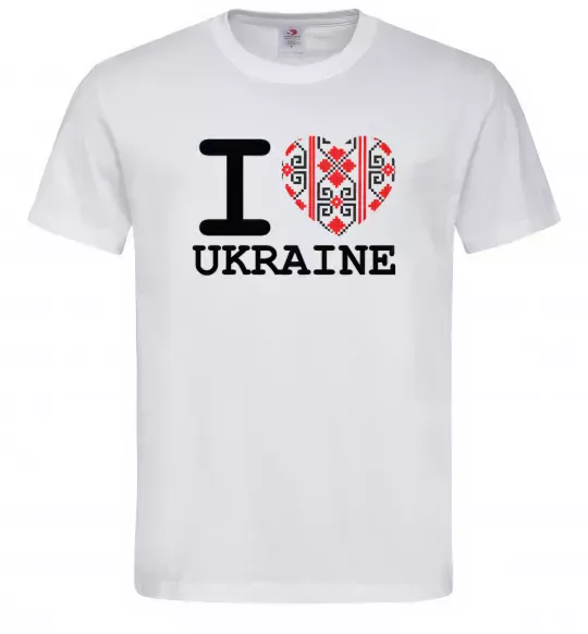 Чоловіча футболка I love Ukraine (вишиванка) Білий фото