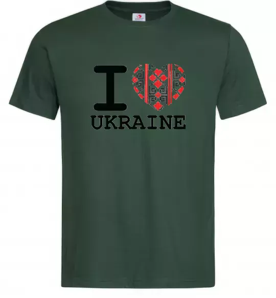 Чоловіча футболка I love Ukraine (вишиванка) Темно-зелений фото