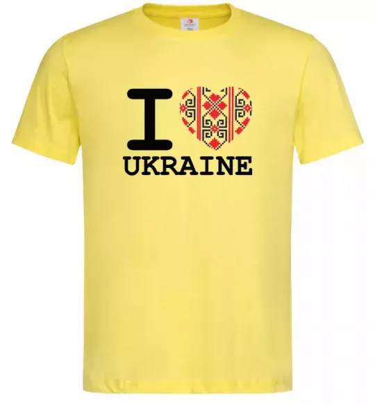 Чоловіча футболка I love Ukraine (вишиванка) Лимонний фото