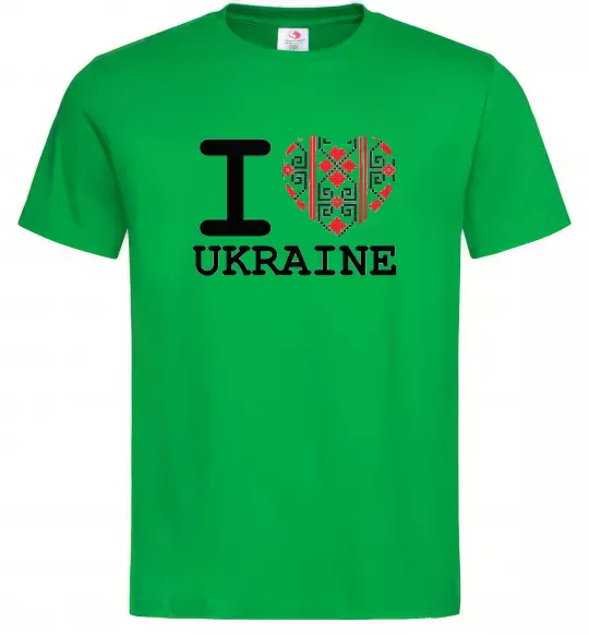 Чоловіча футболка I love Ukraine (вишиванка) Зелений фото