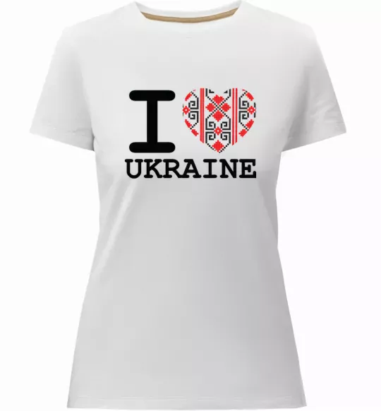 Женская премиум футболка I love Ukraine (вишиванка) Белый фото