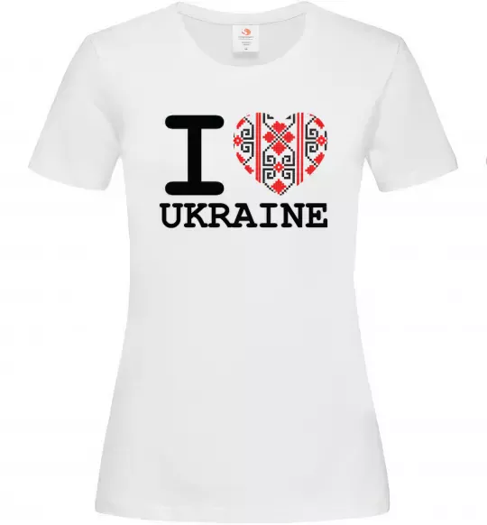 Жіноча футболка I love Ukraine (вишиванка) Білий фото
