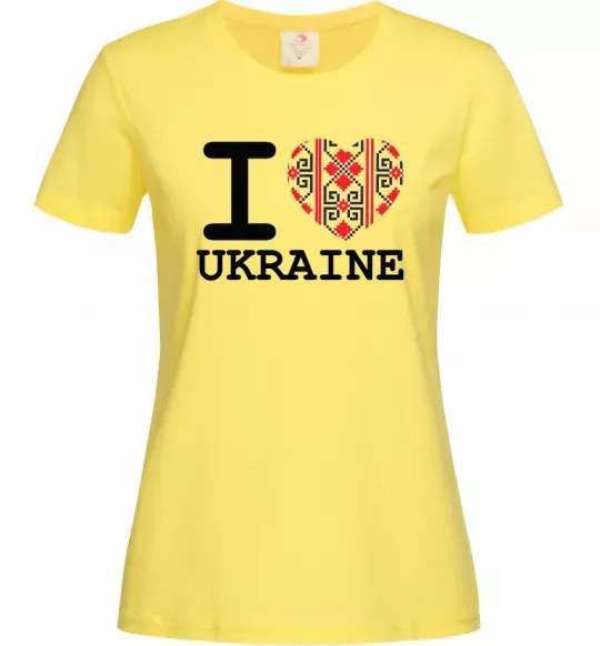 Жіноча футболка I love Ukraine (вишиванка) Лимонний фото