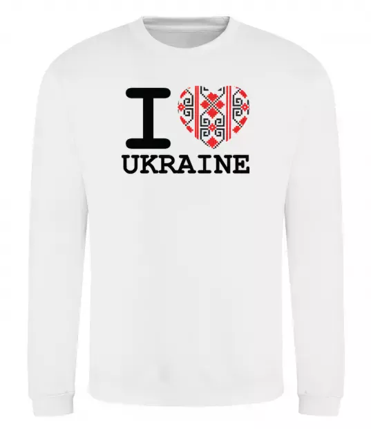 Свитшот I love Ukraine (вишиванка) Белый фото
