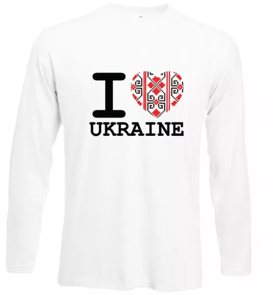 Лонгслив I love Ukraine (вишиванка) Белый фото