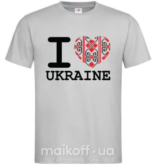 Чоловіча футболка I love Ukraine (вишиванка) Сірий фото
