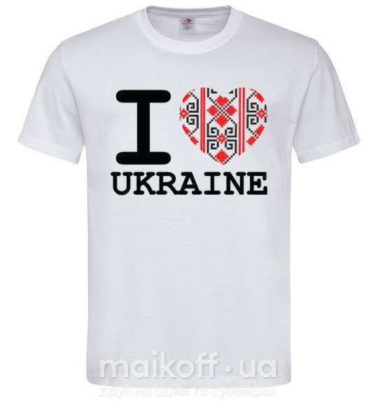 Чоловіча футболка I love Ukraine (вишиванка) Білий фото