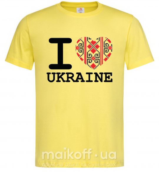 Чоловіча футболка I love Ukraine (вишиванка) Лимонний фото