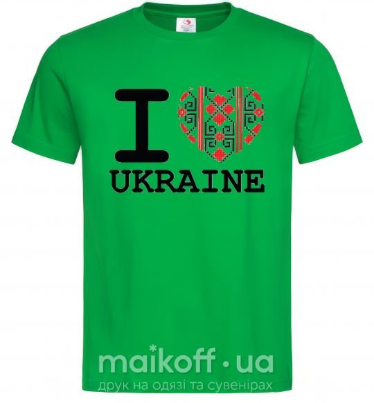 Чоловіча футболка I love Ukraine (вишиванка) Зелений фото