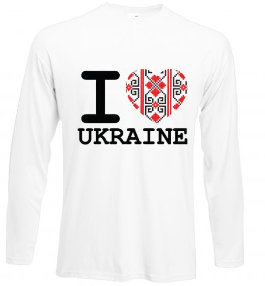 Лонгслів I love Ukraine (вишиванка) Білий фото