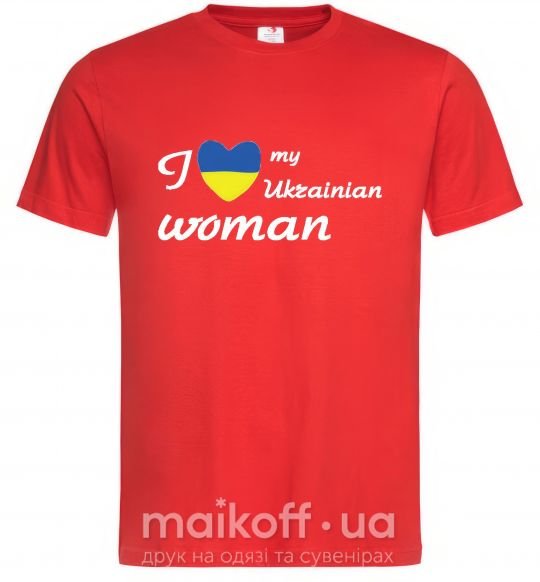 Мужская футболка I love my Ukrainian woman Красный фото