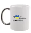 Чашка з кольоровою ручкою I love my Ukrainian woman Срібло фото
