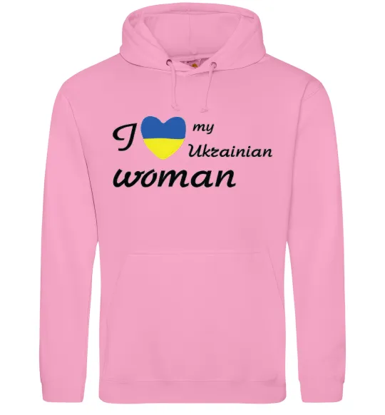Чоловіча толстовка (худі) I love my Ukrainian woman Рожевий фото