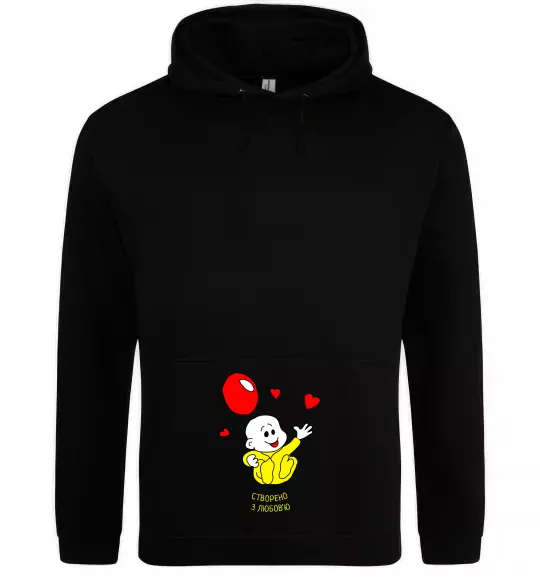 Женская толстовка (худи) Створено з любов'ю (з малюком) Черный фото