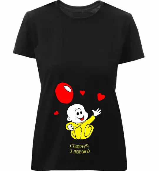 Жіноча преміум футболка Створено з любов'ю (з малюком) Чорний фото