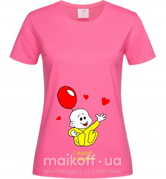 Женская футболка Створено з любов'ю Ярко-розовый фото