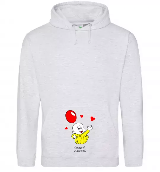 Женская толстовка (худи) Створено з любов'ю (з малюком) Серый меланж фото
