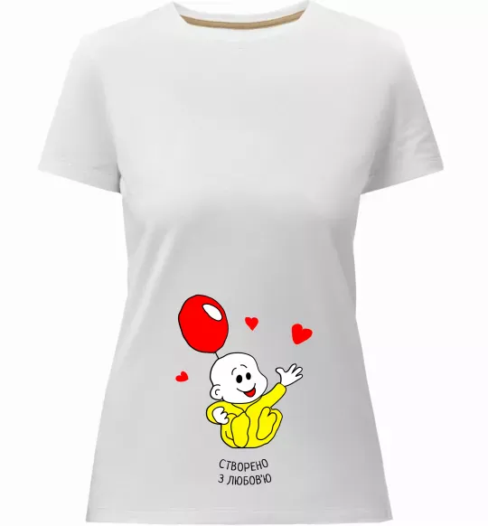 Жіноча преміум футболка Створено з любов'ю (з малюком) Білий фото