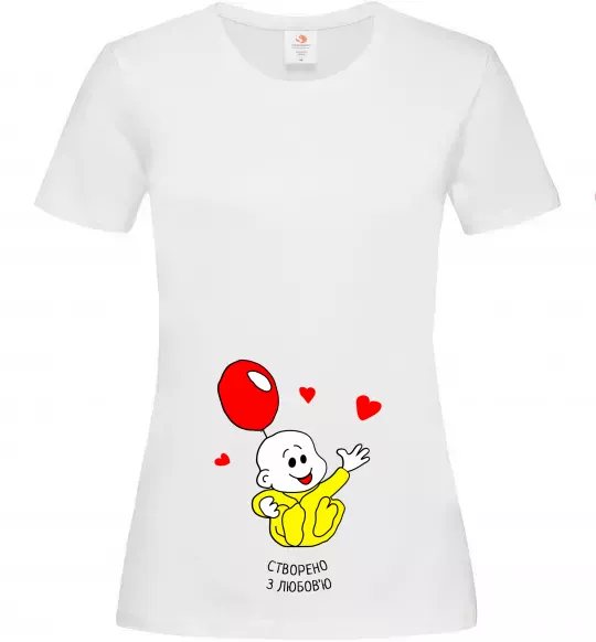 Жіноча футболка Створено з любов'ю (з малюком) Білий фото