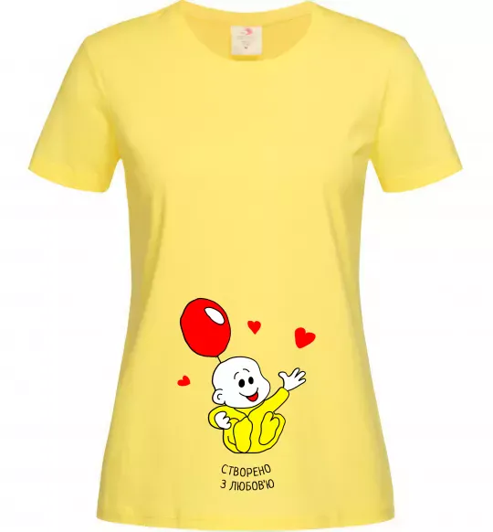 Жіноча футболка Створено з любов'ю (з малюком) Лимонний фото