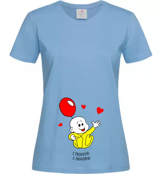 Жіноча футболка Створено з любов'ю (з малюком) Блакитний фото