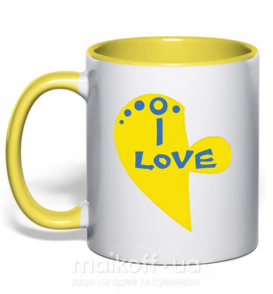 Чашка з кольоровою ручкою I love патриот Сонячно жовтий фото