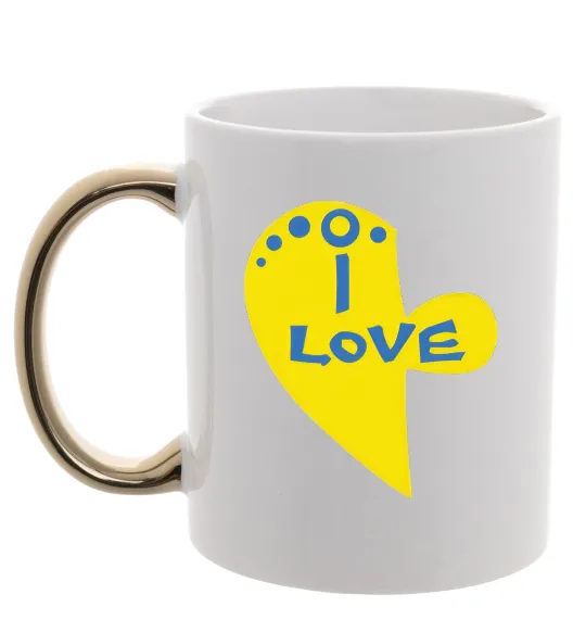 Чашка з кольоровою ручкою I love патриот Золото фото