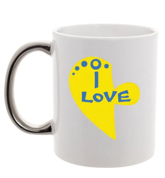 Чашка з кольоровою ручкою I love патриот Срібло фото