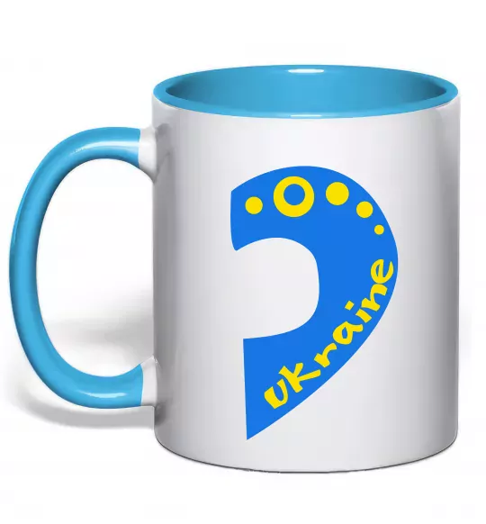 Чашка з кольоровою ручкою ...Ukraine Блакитний фото
