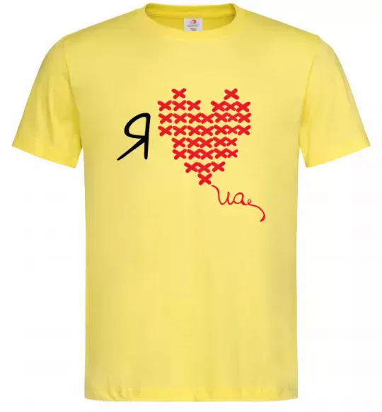 Чоловіча футболка I love UA - вишивка хрестик Лимонний фото