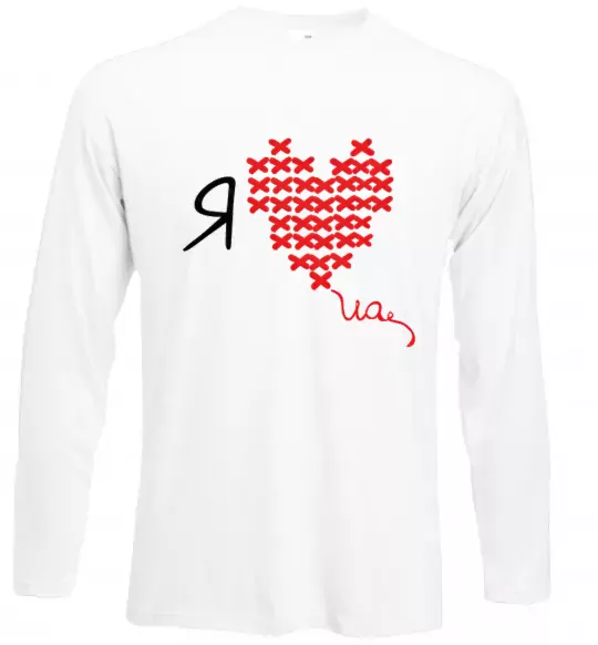 Лонгслив I love UA - вишивка хрестик Белый фото