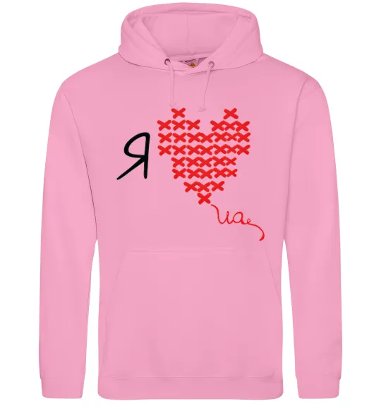 Женская толстовка (худи) I love UA - вишивка хрестик Розовый фото