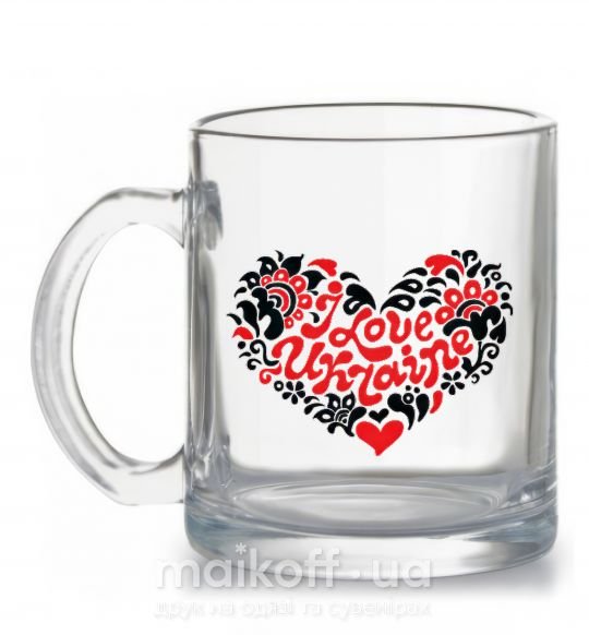 Чашка стеклянная Curvy Ukraine Logo Прозрачный фото