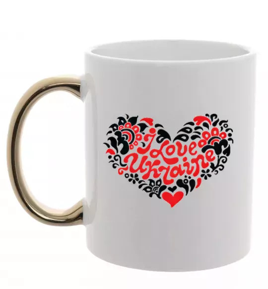 Чашка с цветной ручкой Curvy Ukraine Logo Золото фото