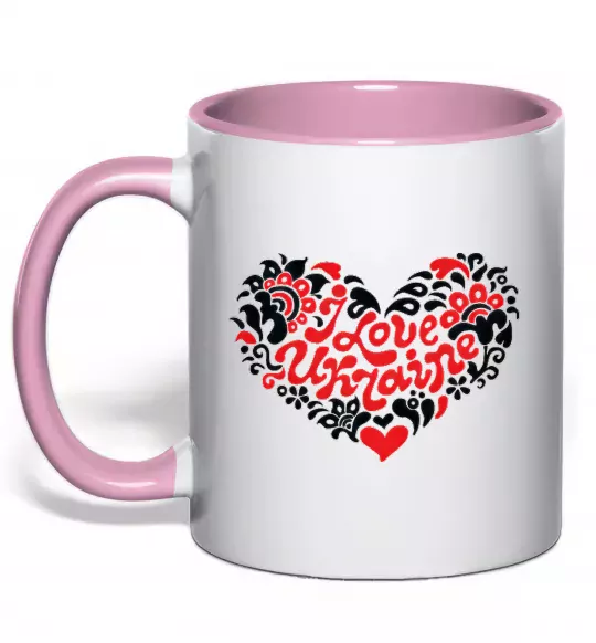 Чашка с цветной ручкой Curvy Ukraine Logo Нежно розовый фото