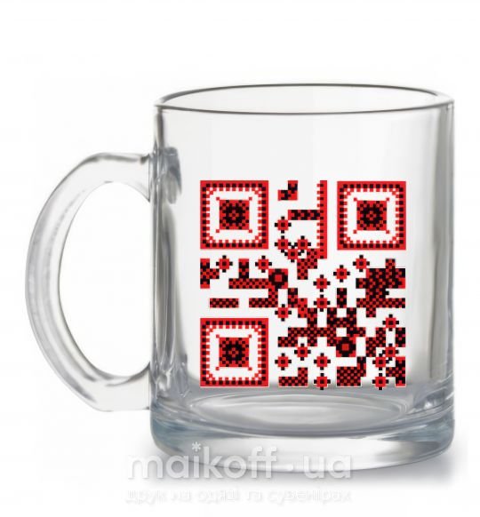 Чашка стеклянная QR код України Прозрачный фото