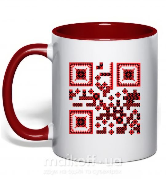 Чашка з кольоровою ручкою QR код України Червоний фото