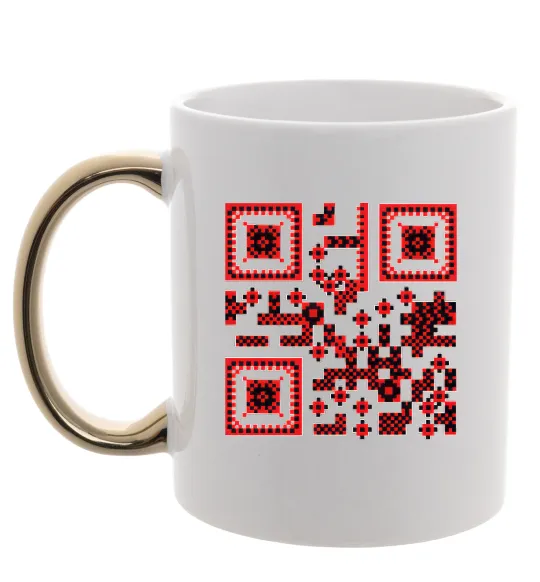 Чашка з кольоровою ручкою QR код України Золото фото