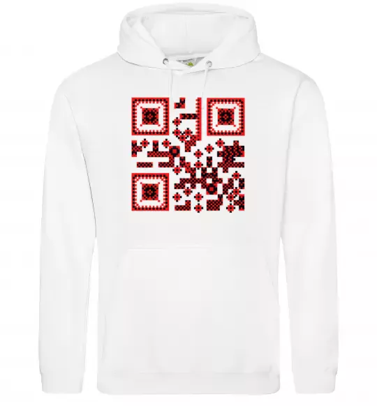 Чоловіча толстовка (худі) QR код України Білий фото
