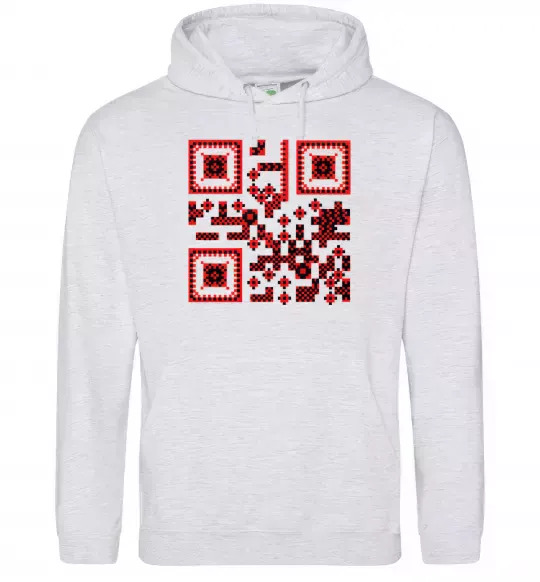 Чоловіча толстовка (худі) QR код України Сірий меланж фото