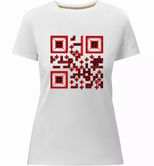 Женская премиум футболка QR код України Белый фото