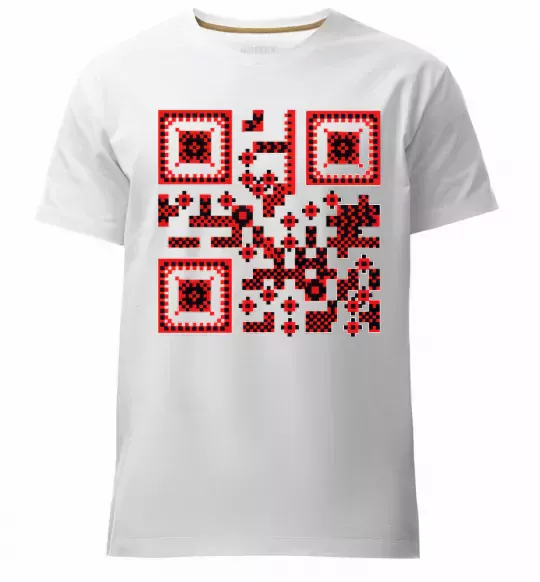 Мужская премиум футболка QR код України Белый фото