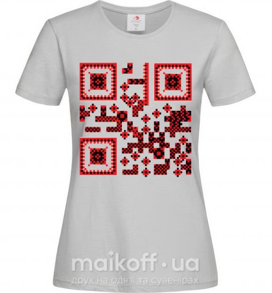 Женская футболка QR код України Серый фото