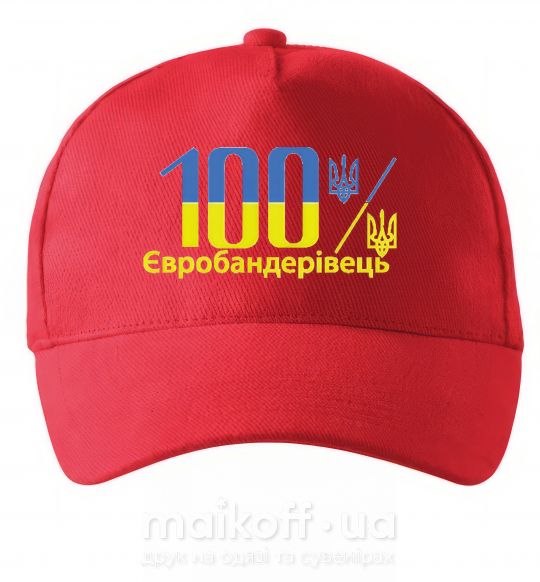 Кепка 100% Євробандерівець Червоний фото