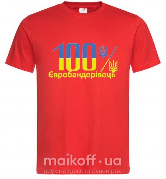 Чоловіча футболка 100% Євробандерівець Червоний фото