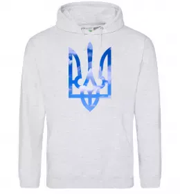 Мужская толстовка (худи) Герб - небо Серый меланж фото